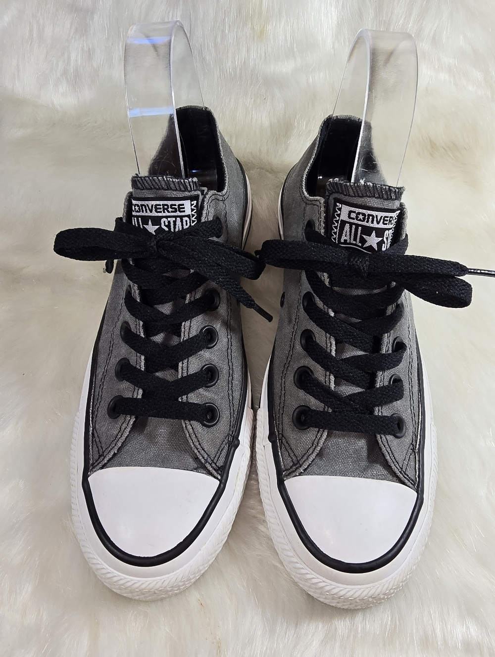Converse Unisex Charcoal & White Canvas Low Top Sneakers with Black Accents